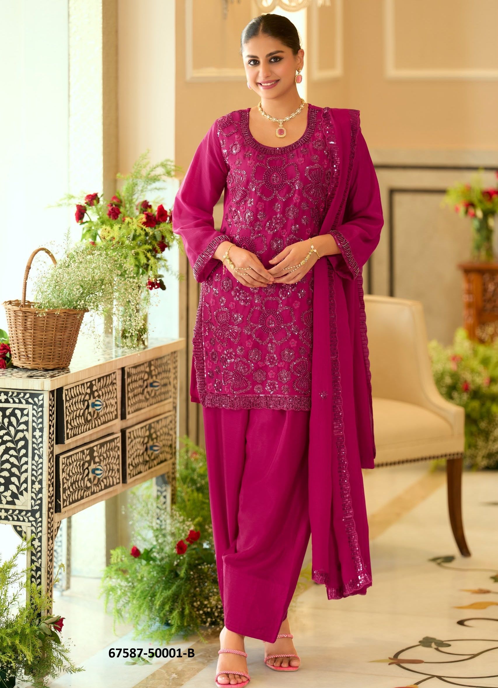 ELVISH - FARSHI - Catalog # 67587 (Set of 5 SIZE-SETS [Readymade Salwar Suits])