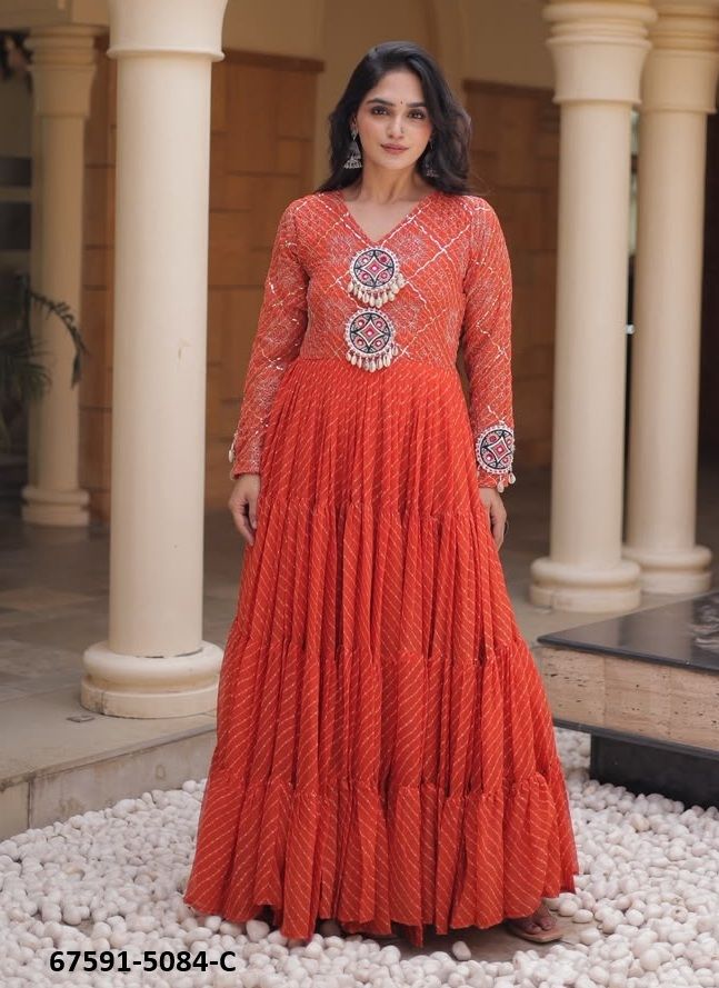 DHAMAAL - Catalog # 67591 (Set of 3 Readymade Gowns)