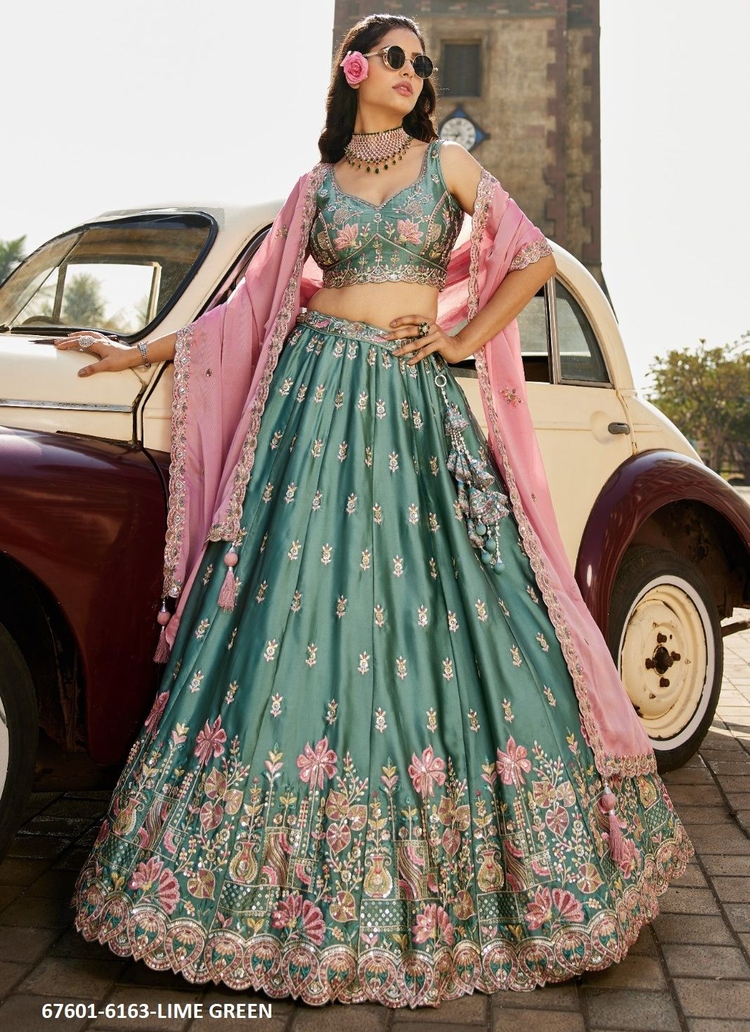 PYRAMID - Catalog # 67601 (Set of 4 Semi-Stitched Lehengas) PYRAMID - Catalog # 67601 (Set of 4 Semi-Stitched Lehengas)