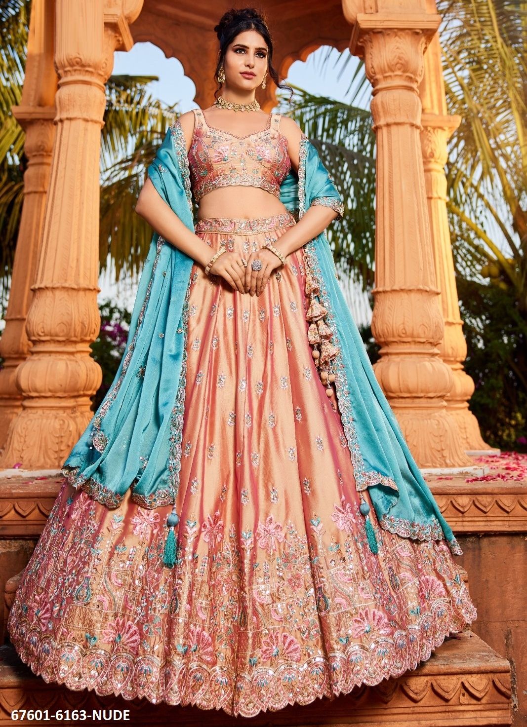 PYRAMID - Catalog # 67601 (Set of 4 Semi-Stitched Lehengas) PYRAMID - Catalog # 67601 (Set of 4 Semi-Stitched Lehengas)