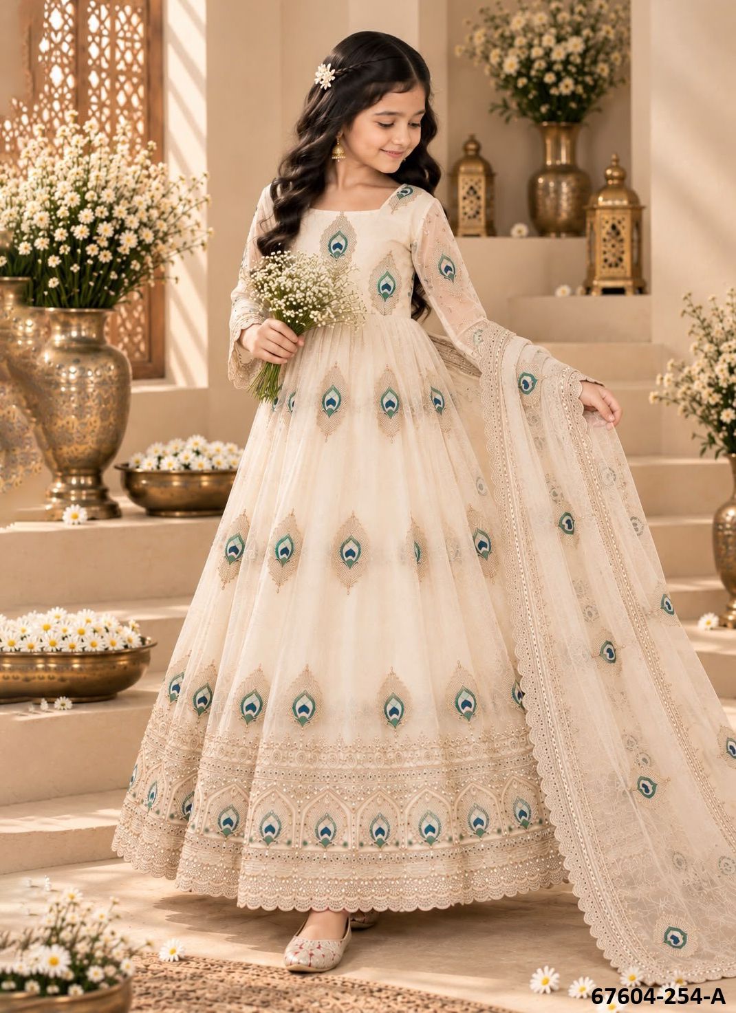 KIDS - PEACOCK - Catalog # 67604 (Set of 4 Readymade Salwar Suits) KIDS - PEACOCK - Catalog # 67604 (Set of 4 Readymade Salwar Suits)