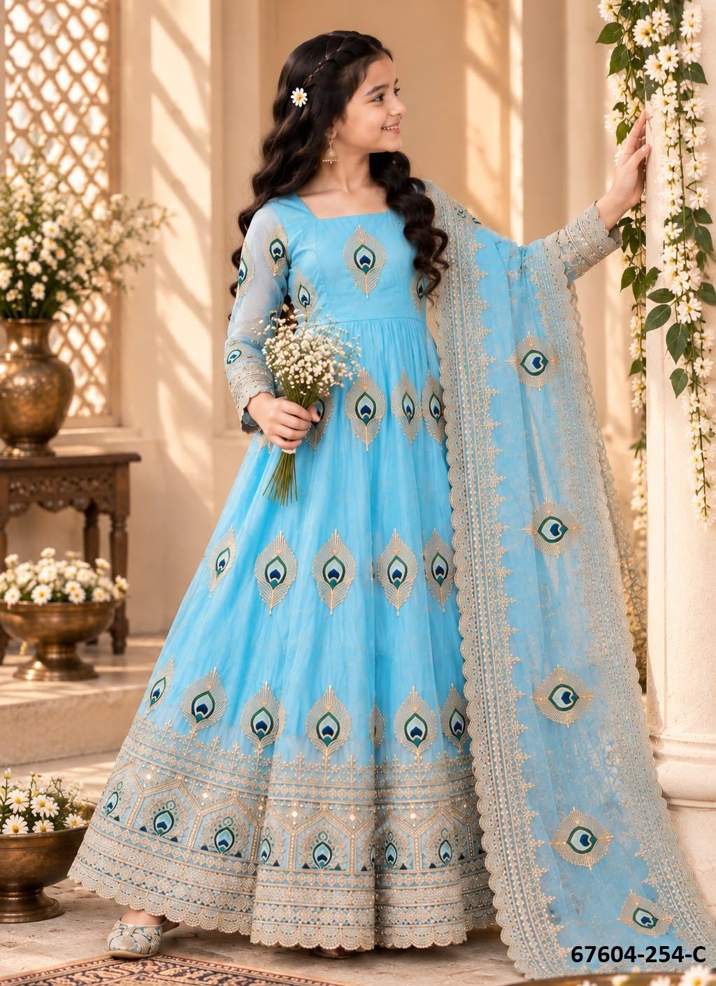 KIDS - PEACOCK - Catalog # 67604 (Set of 4 Readymade Salwar Suits) KIDS - PEACOCK - Catalog # 67604 (Set of 4 Readymade Salwar Suits)