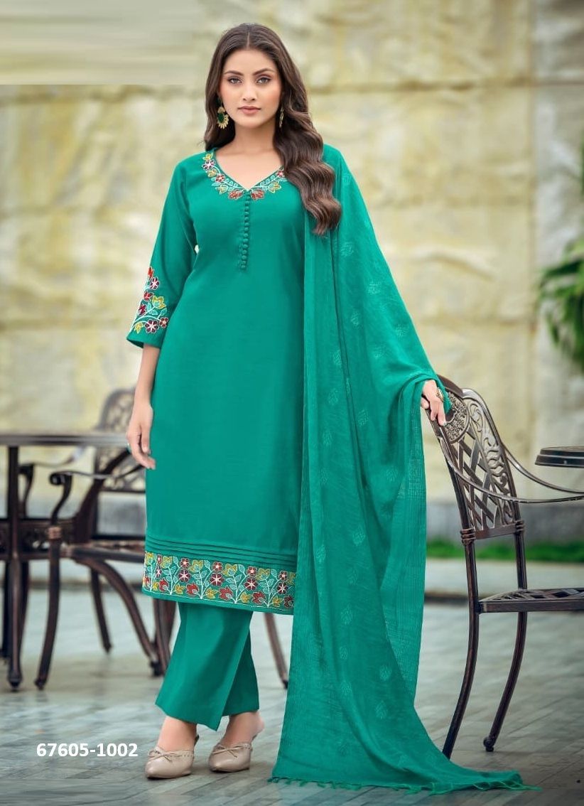 TANISHA 2 - Catalog # 67605 (Set of 6 Readymade Salwar Suits)