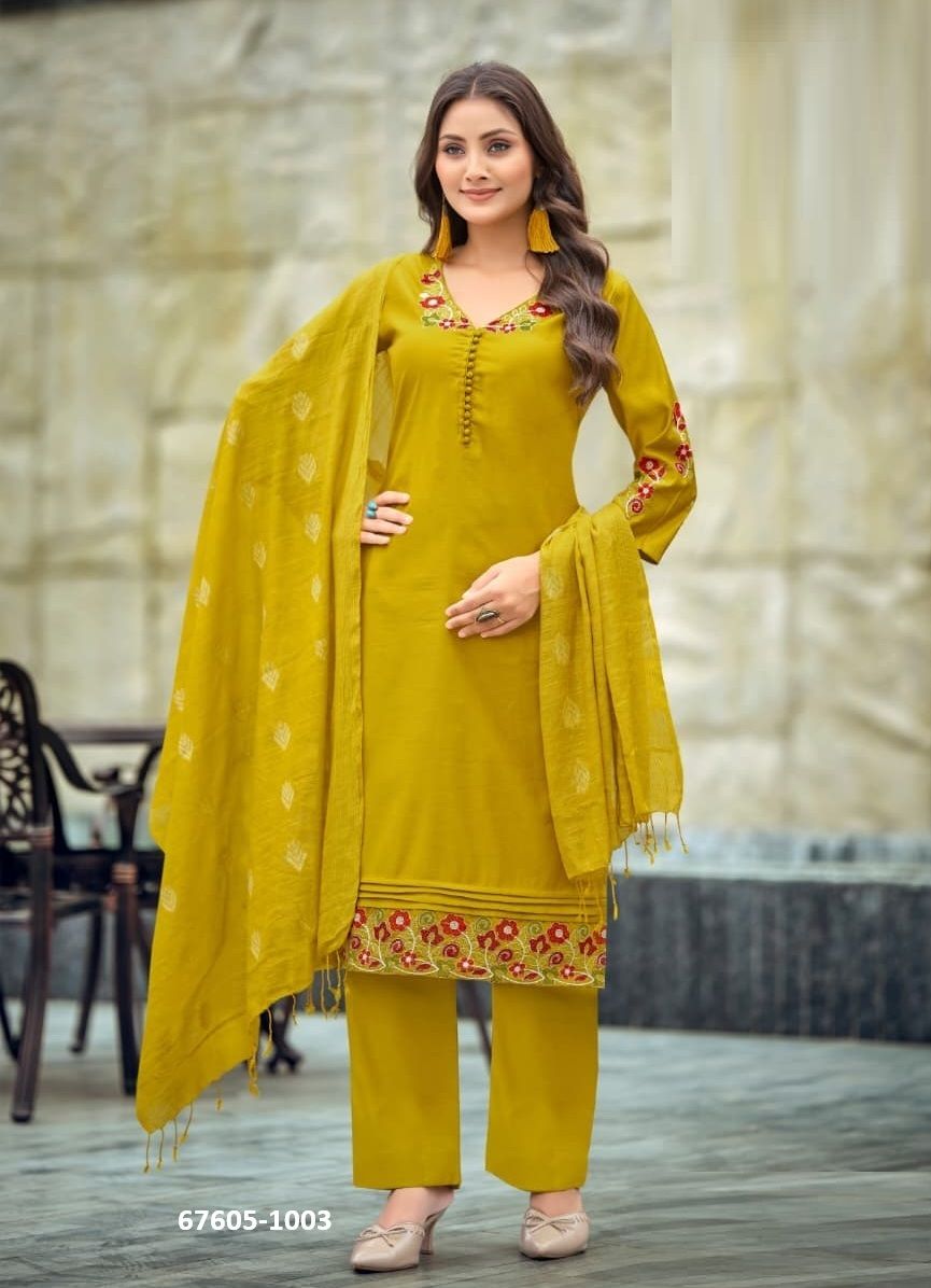 TANISHA 2 - Catalog # 67605 (Set of 6 Readymade Salwar Suits)