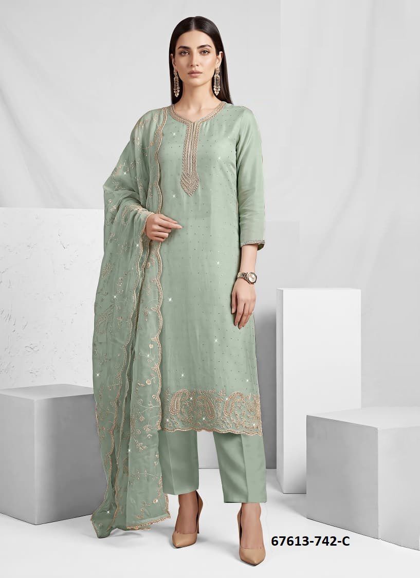 AMAN-E-KHAS - Catalog # 67613 (Set of 4 Readymade Salwar Suits) AMAN-E-KHAS - Catalog # 67613 (Set of 4 Readymade Salwar Suits)