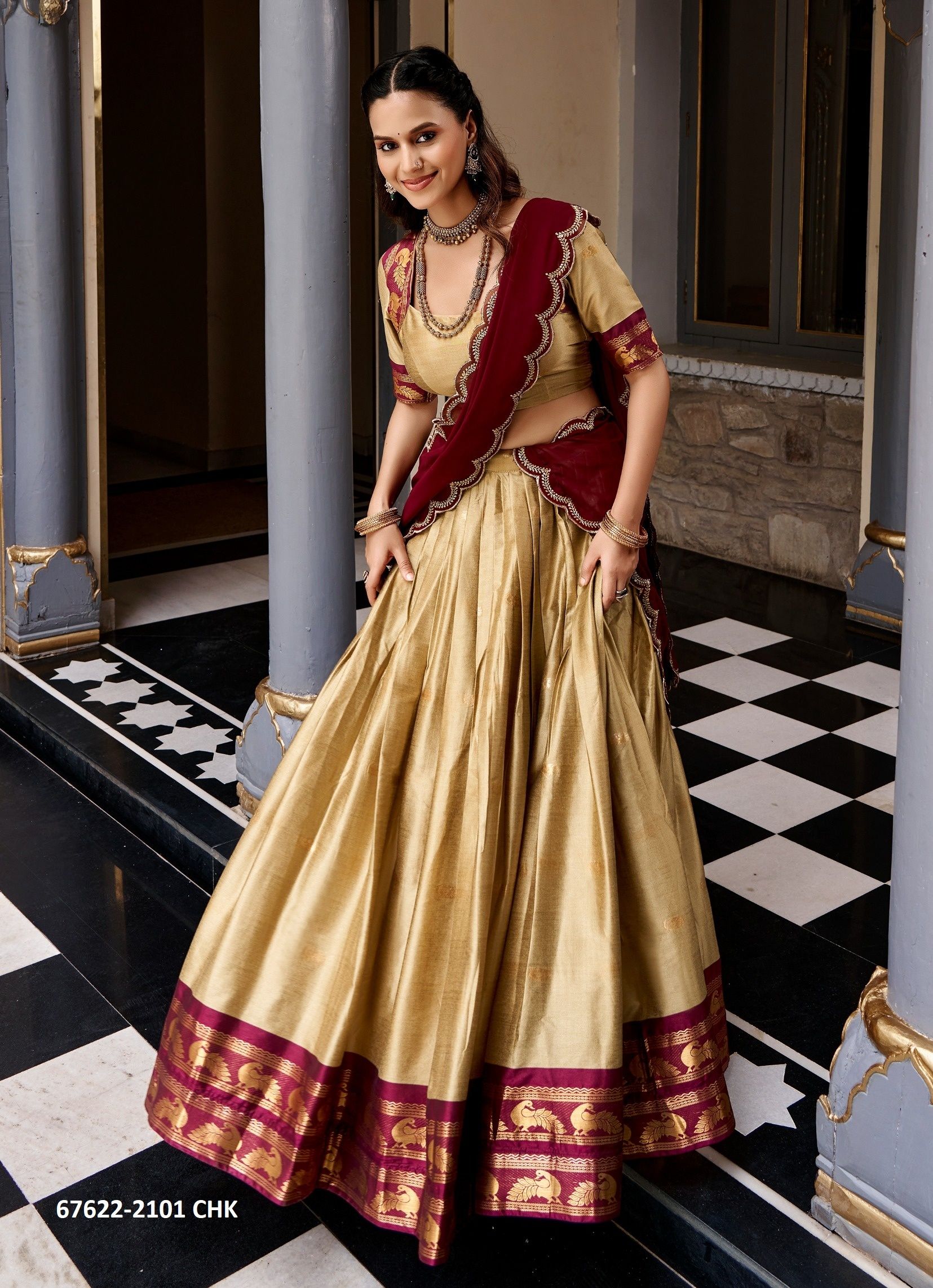 TASNEEM - Catalog # 67622 (Set of 4 Semi-Stitched Lehengas) TASNEEM - Catalog # 67622 (Set of 4 Semi-Stitched Lehengas)