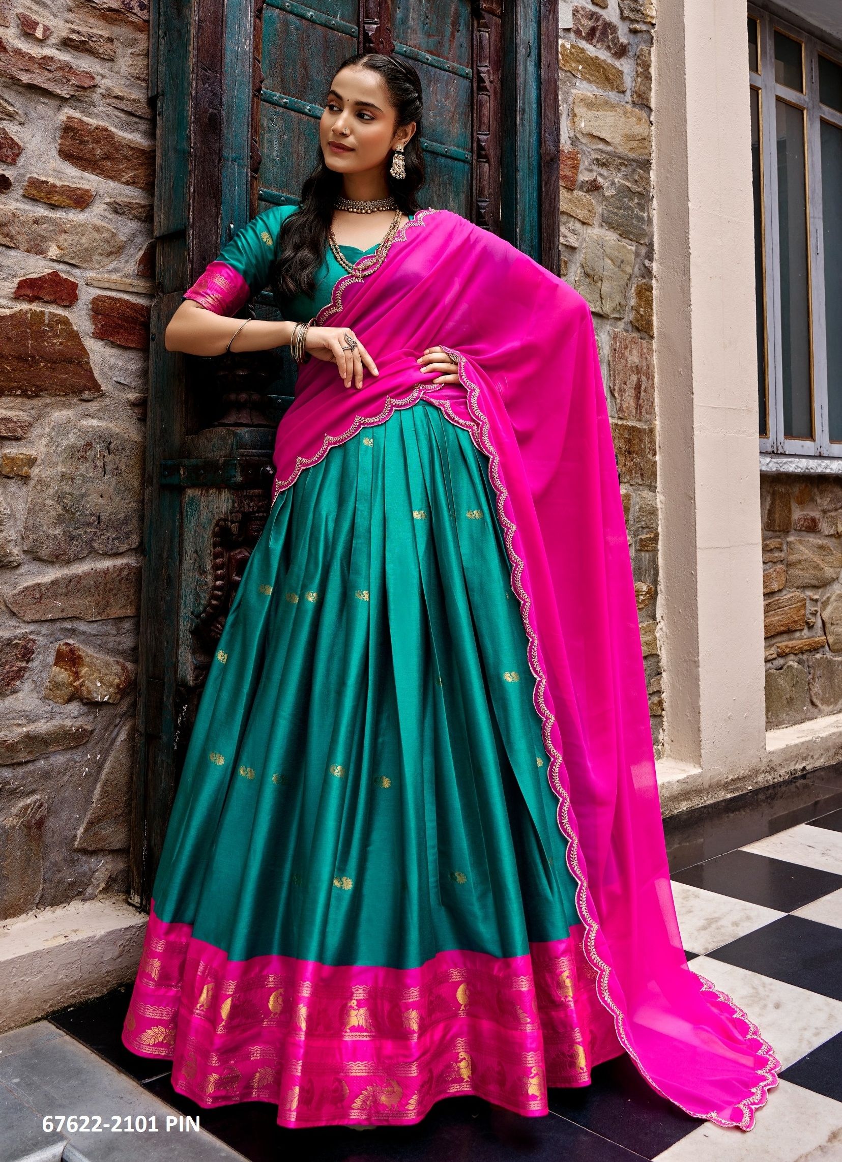 TASNEEM - Catalog # 67622 (Set of 4 Semi-Stitched Lehengas) TASNEEM - Catalog # 67622 (Set of 4 Semi-Stitched Lehengas)