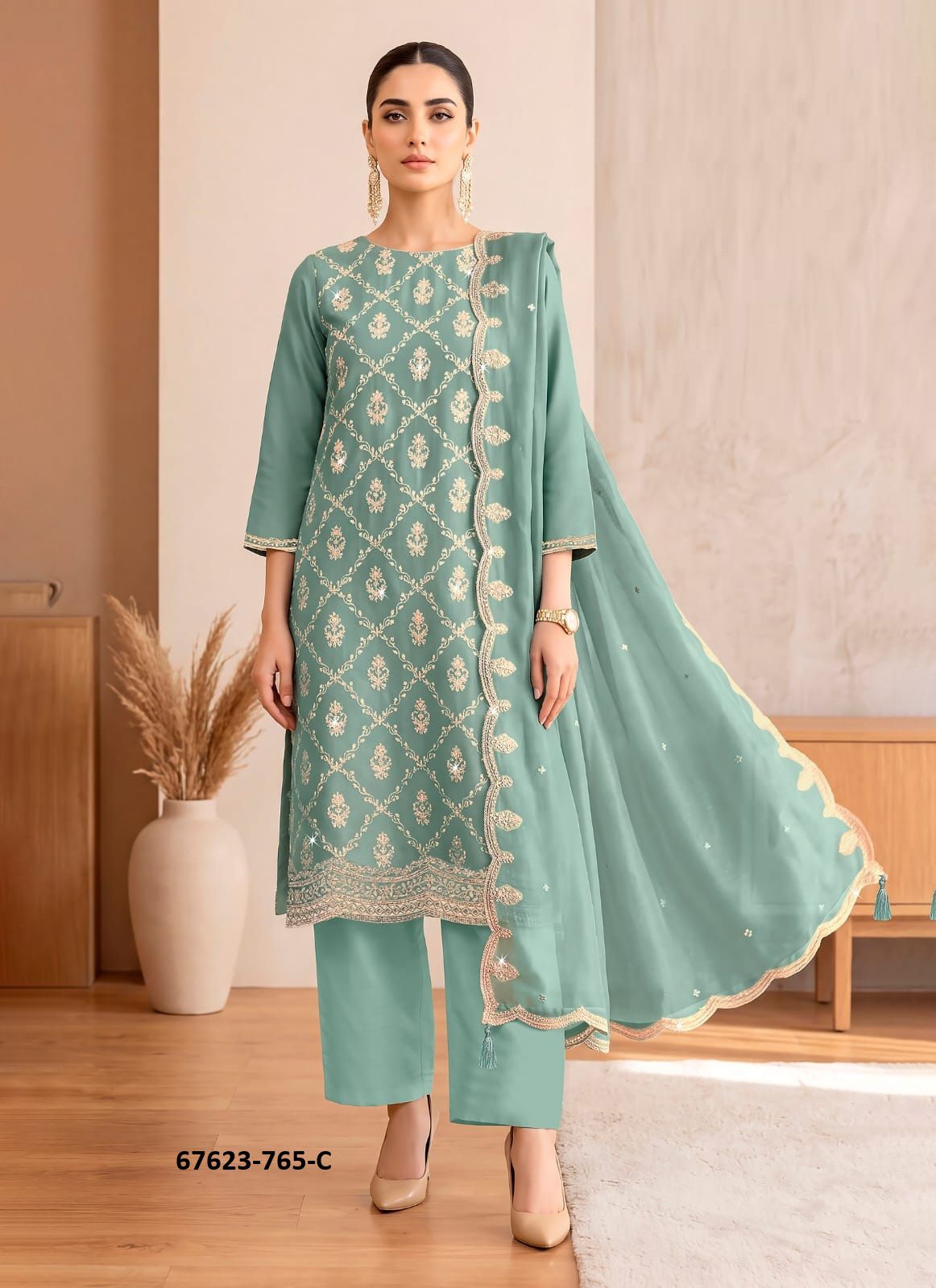 RAINA - Catalog # 67623 (Set of 4 Readymade Salwar Suits) RAINA - Catalog # 67623 (Set of 4 Readymade Salwar Suits)