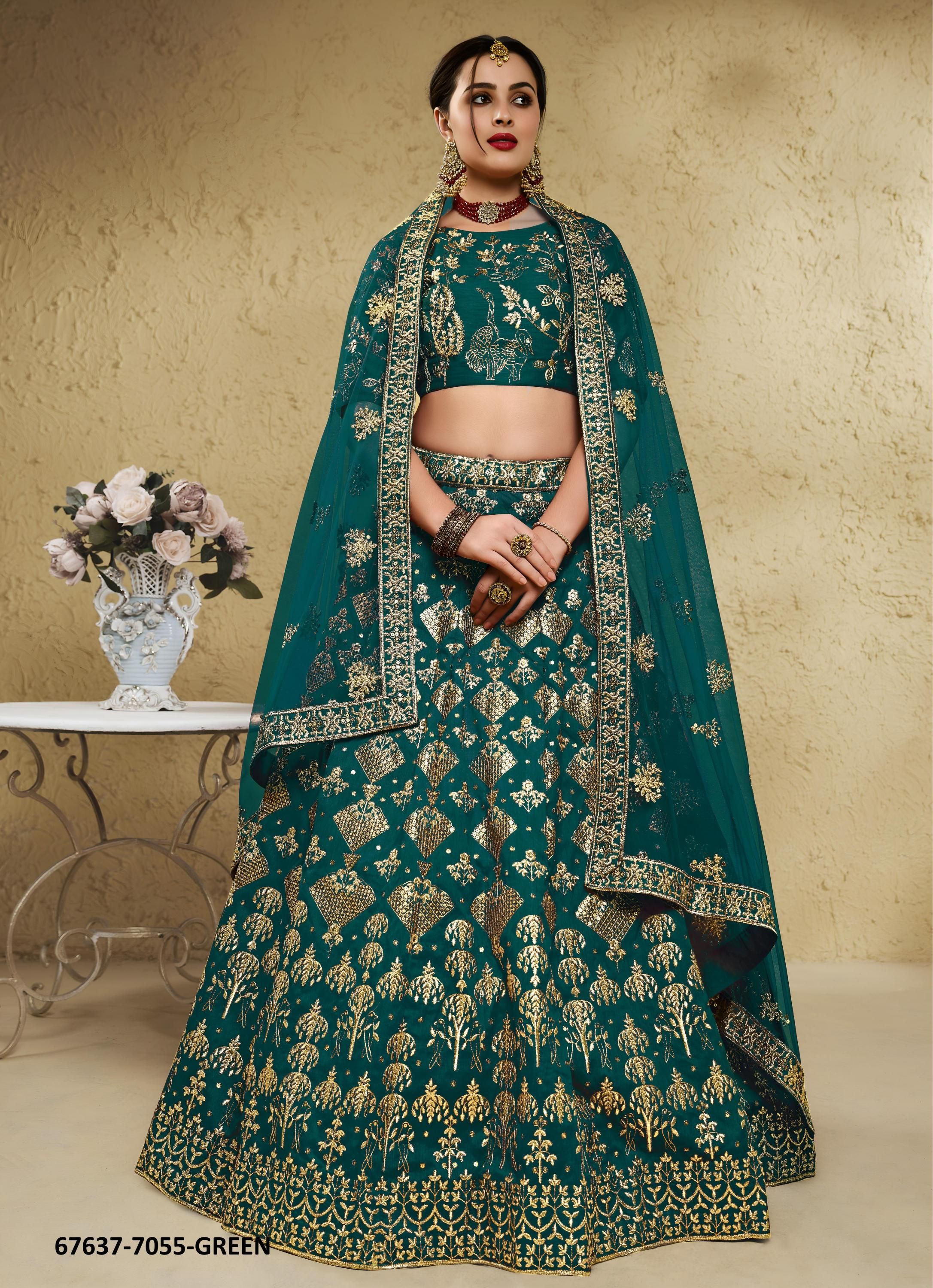 INTERACTIVE - Catalog # 67637 (Set of 6 Semi-Stitched Lehengas)