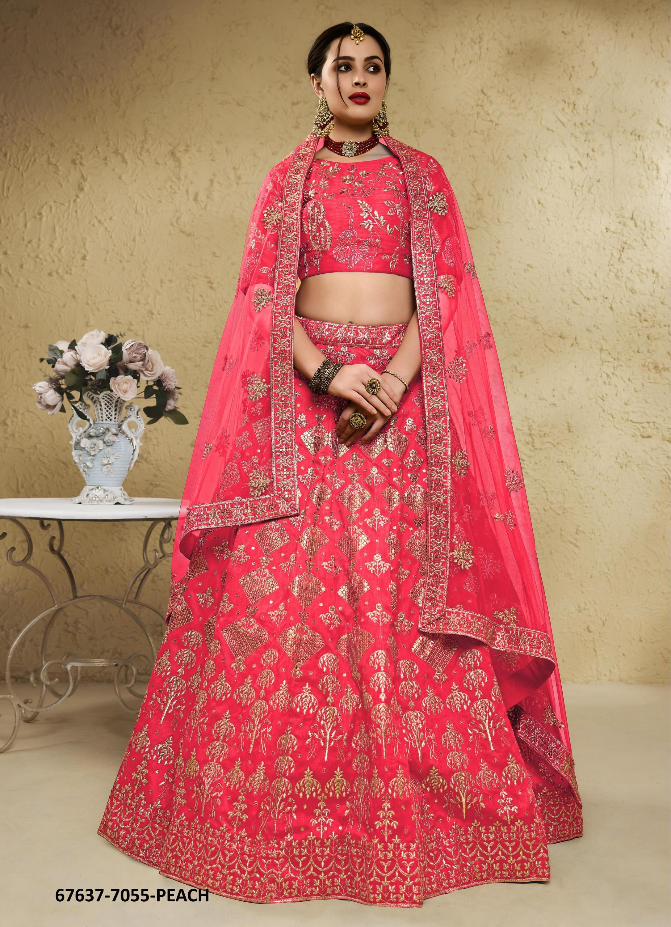 INTERACTIVE - Catalog # 67637 (Set of 6 Semi-Stitched Lehengas)