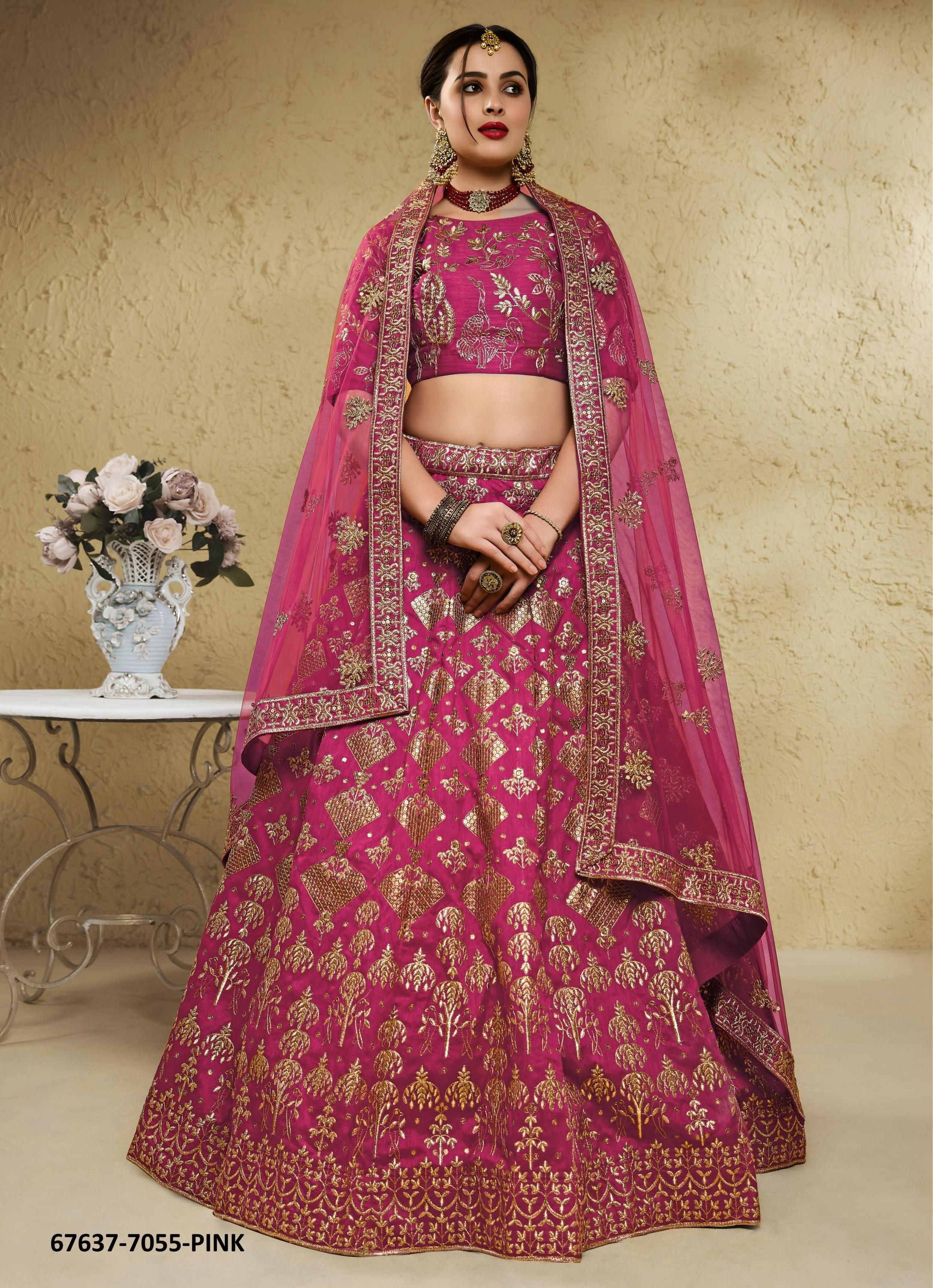 INTERACTIVE - Catalog # 67637 (Set of 6 Semi-Stitched Lehengas)