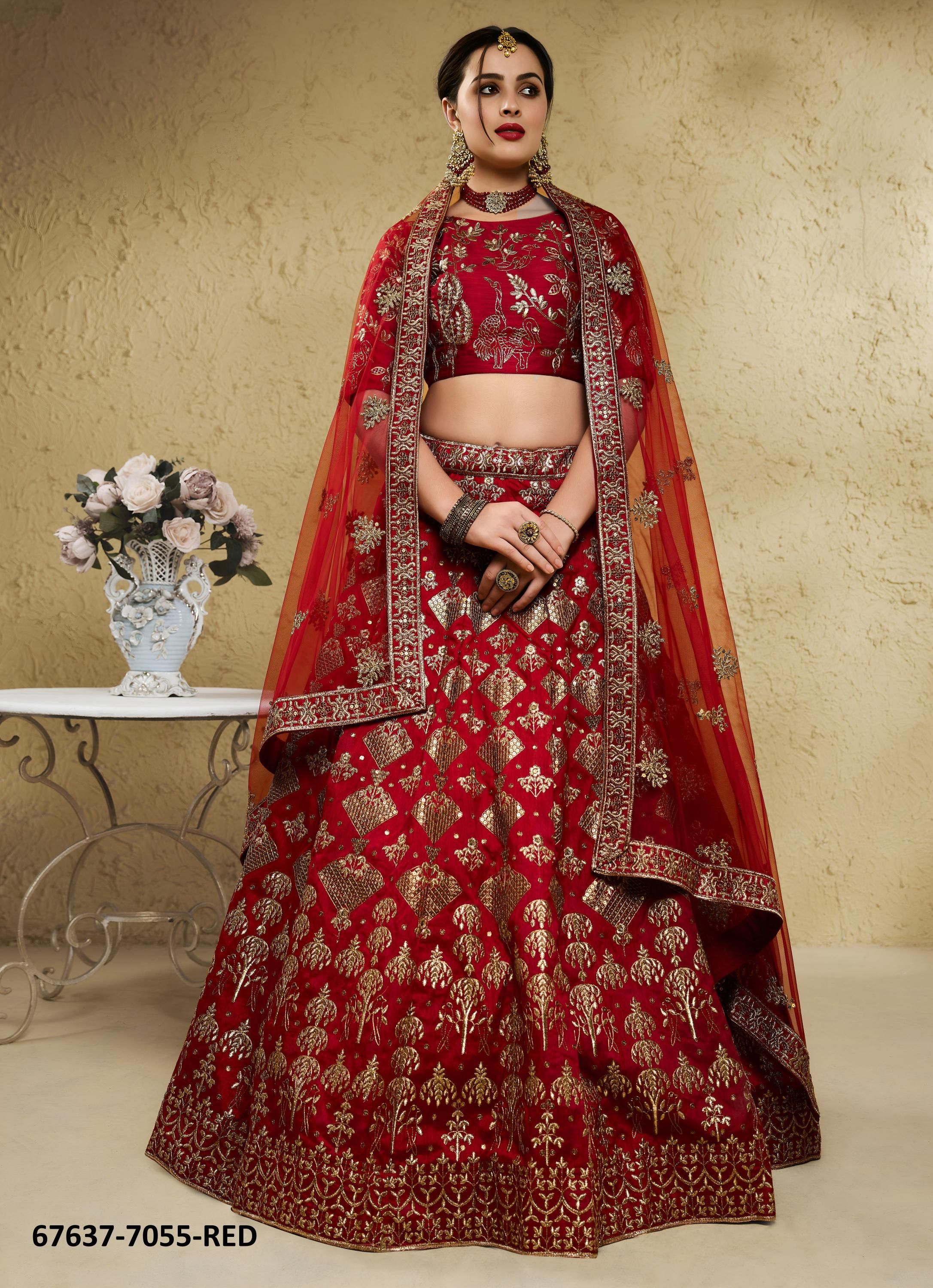 INTERACTIVE - Catalog # 67637 (Set of 6 Semi-Stitched Lehengas)