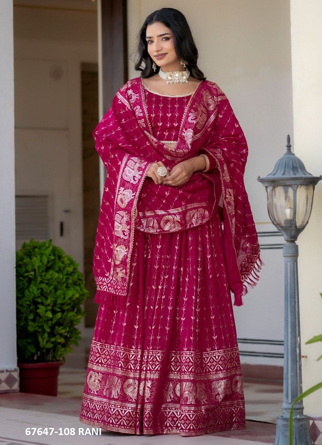 NAVMANGALAM - Catalog # 67647 (Set of 4 Semi-Stitched Lehengas)
