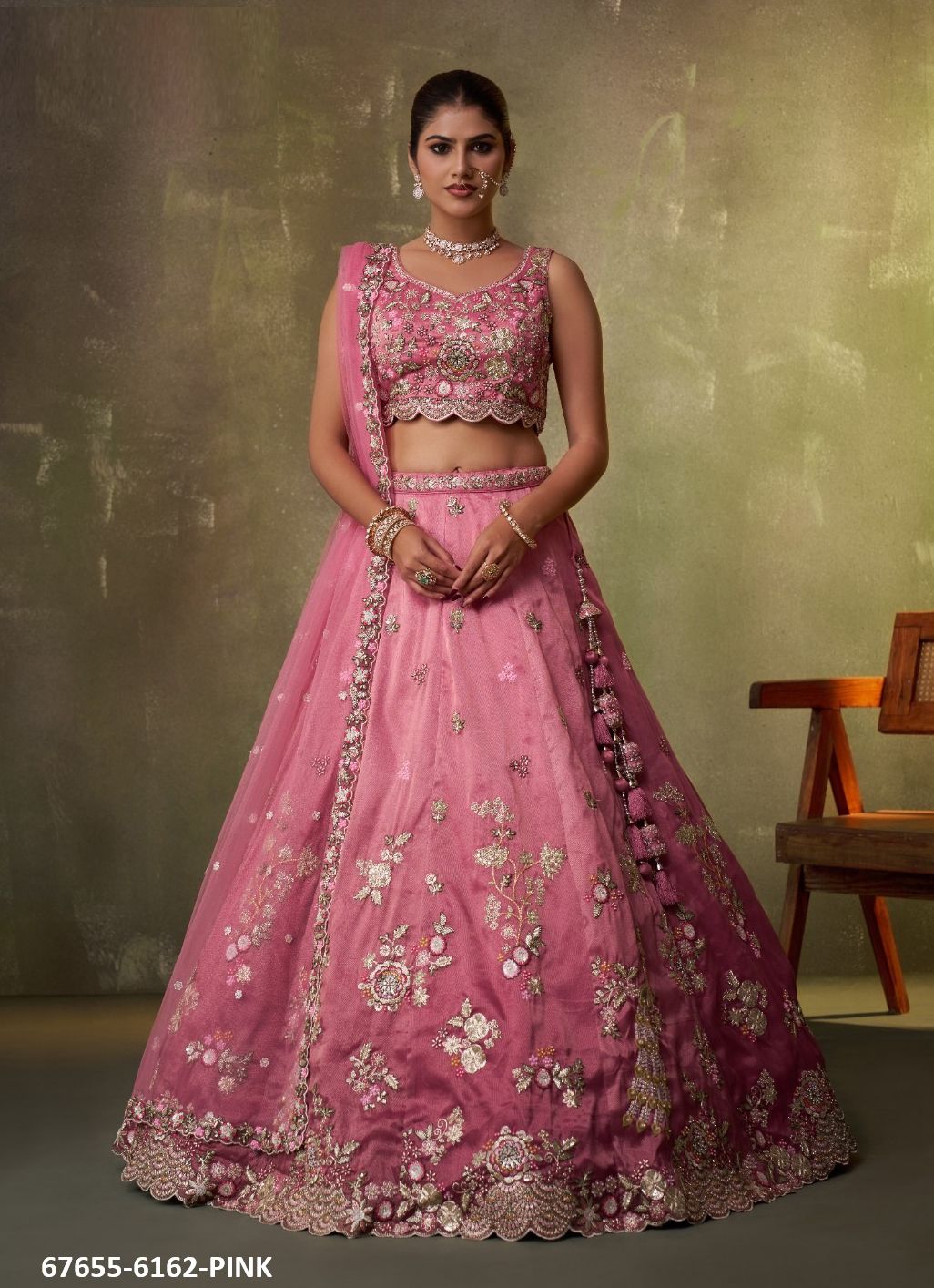 PADMA BHUSHAN - Catalog # 67655 (Set of 4 Semi-Stitched Lehengas)