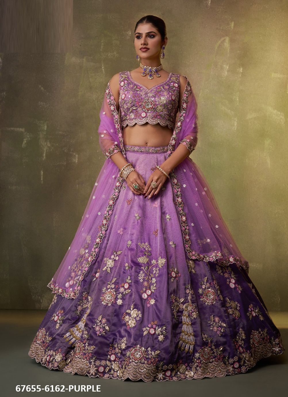 PADMA BHUSHAN - Catalog # 67655 (Set of 4 Semi-Stitched Lehengas)