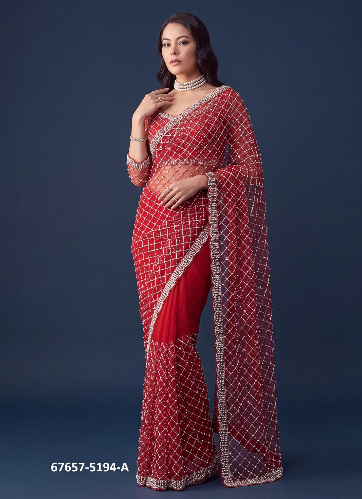 NET BEADS - Catalog # 67657 (Set of 4 Sarees) NET BEADS - Catalog # 67657 (Set of 4 Sarees)