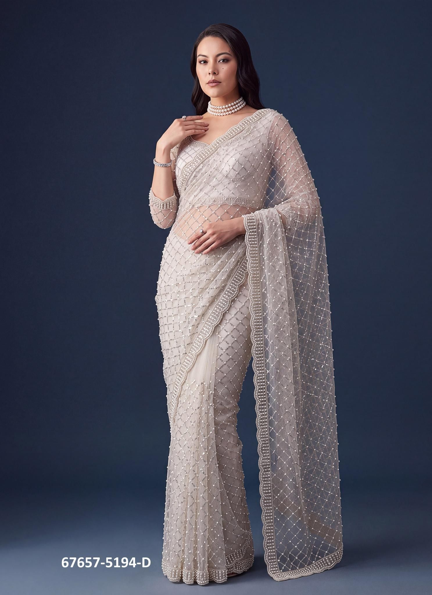 NET BEADS - Catalog # 67657 (Set of 4 Sarees) NET BEADS - Catalog # 67657 (Set of 4 Sarees)