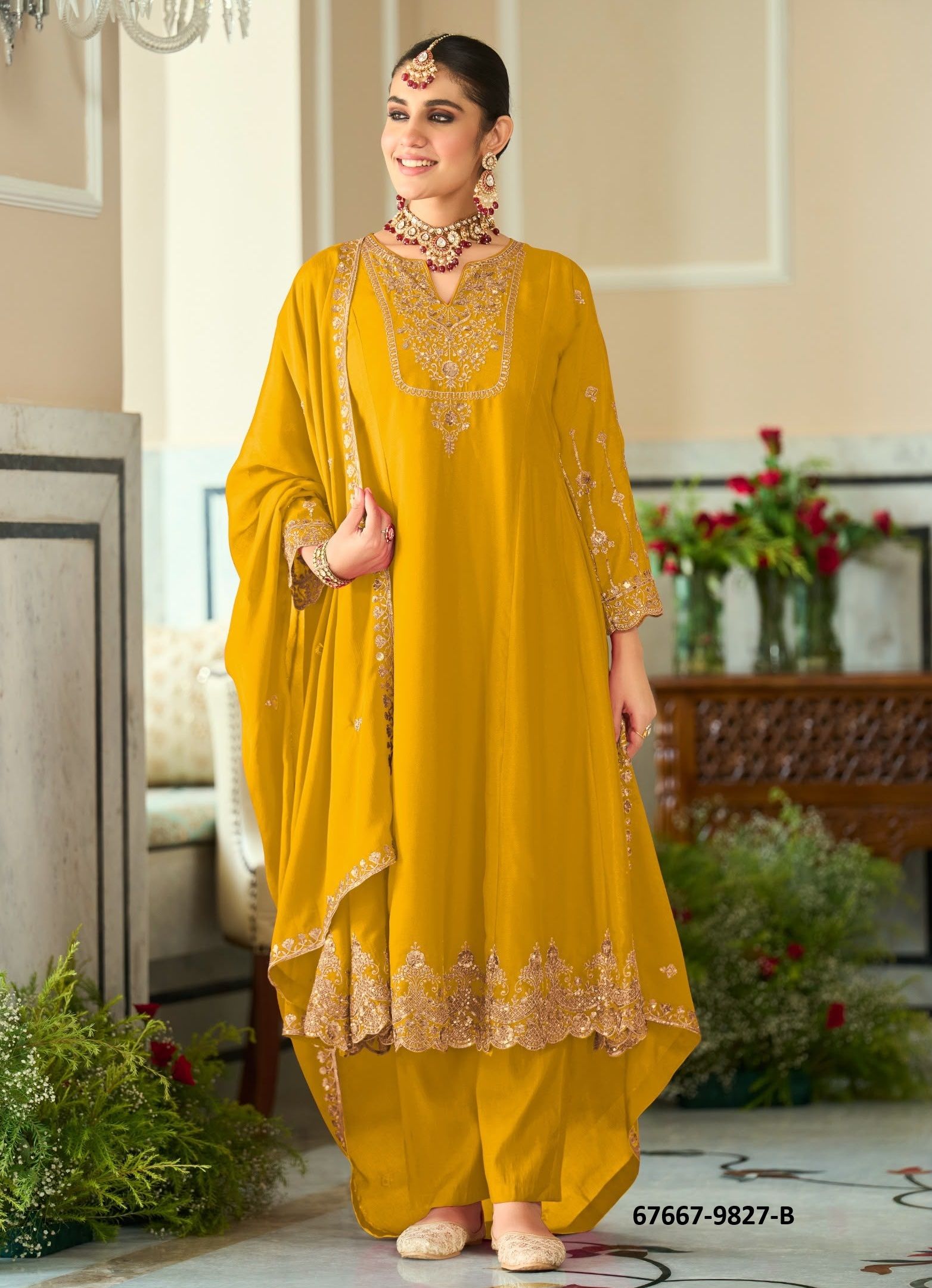 SARVA SAMPANN - Catalog # 67667 (Set of 4 SIZE-SETS [Readymade Salwar Suits])