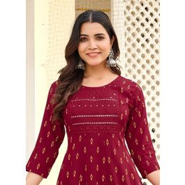 chinese dress ladies Zudio Blue Hills Rayon 14Kg Anarkali Kurtis Wholesaler – Kavya Style Plus main image 0