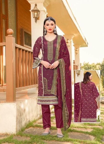 BIN SAEED 4 - CATALOG # 50522 (SET OF 5 UN-STITCHED SUIT MATERIALS)