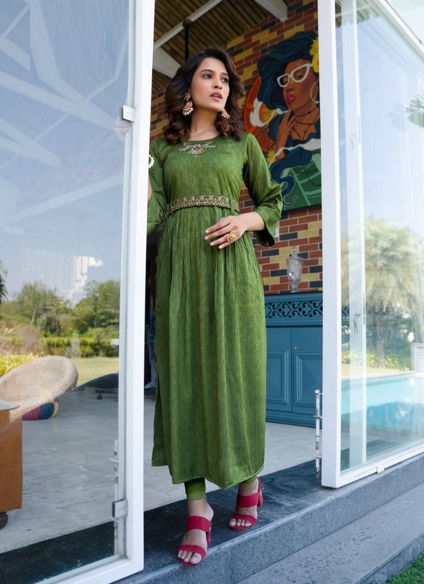 Cotton readymade party wear kurti off white and multi colour with zari –  Maatshi
